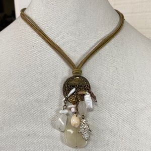 Boho amulet charm style statement necklace